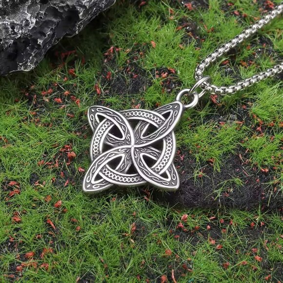 Stainless Steel Celtic Knot Pendant Necklace - Etched Design #1521 - Picture 5 of 7
